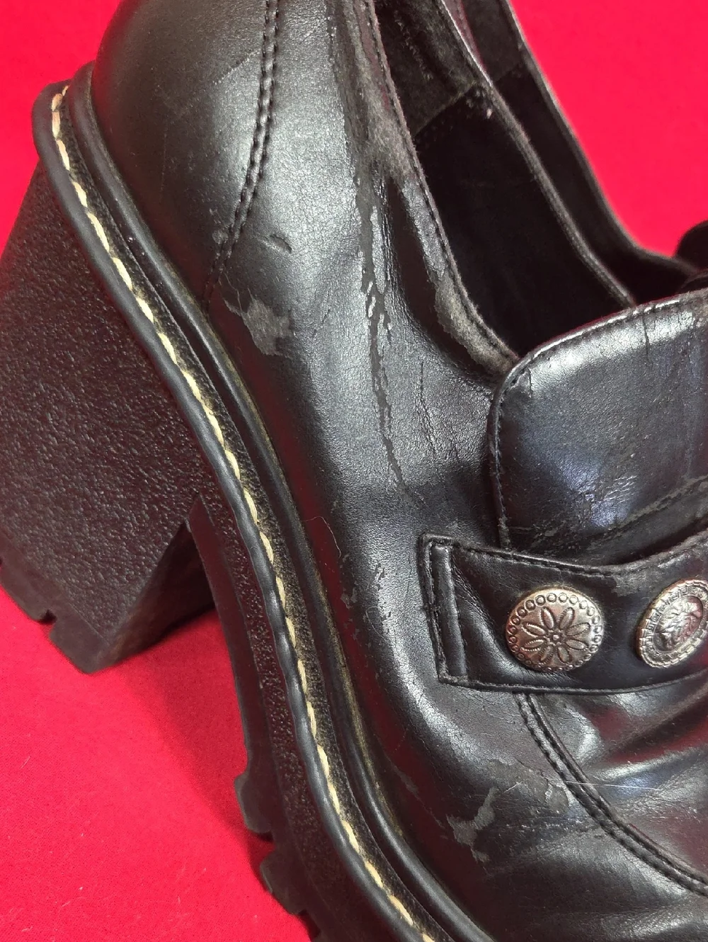 Y2K VINTAGE NO BOUNDARIES Chunky Heel Loafers Black Womens‎ Size 8.5